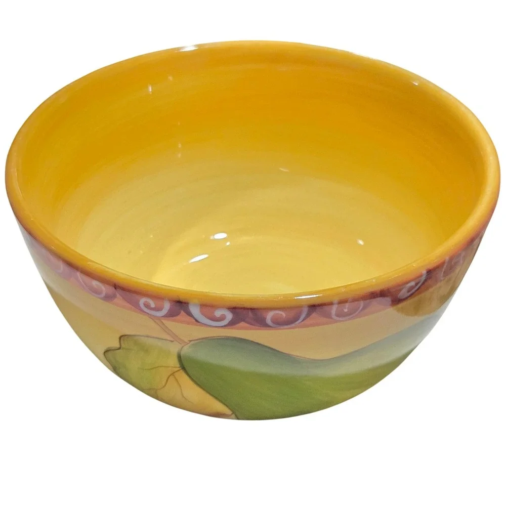 Gates Ware by Laurie Gates Yellow Pear Ceramic Hand Painted Serving Bowl 6